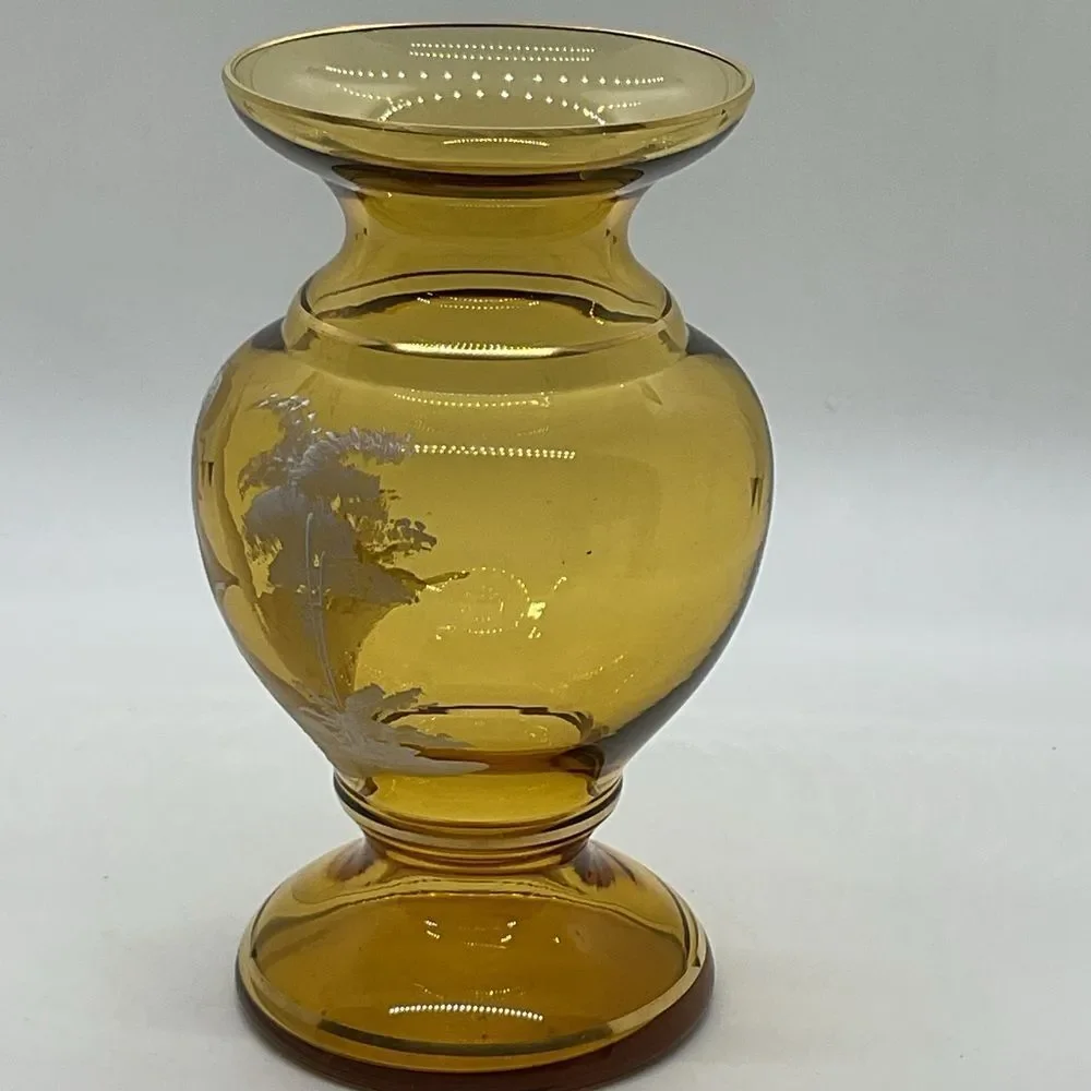 Mary Gregory amber glass
